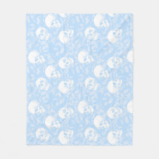 Punk-Pastellblauer gotischer Totenkopf und Laub Ha Fleecedecke