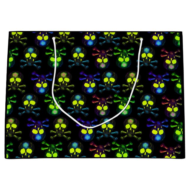 Punk Pirate Ghost Skulls - Cobalt Nightmare Blue Große Geschenktüte (Vorderseite)