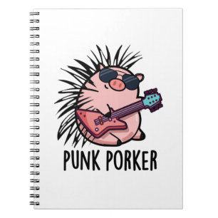Punk Porker Lustiger Punk Rocker Schwein Wortspiel Notizblock