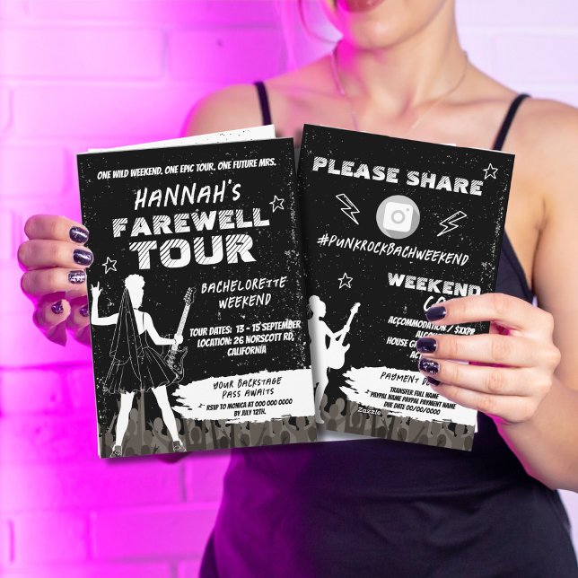 Punk Rock Bachelorette Wochenendreise Einladung (Von Creator hochgeladen)