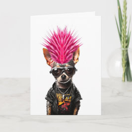Punk Rock Chihuahua Rosa Mhawi Hundehund Mutter Karte