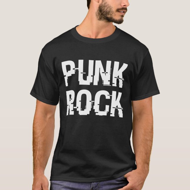 Punk Rock Distressed-Typografie T-Shirt (Vorderseite)
