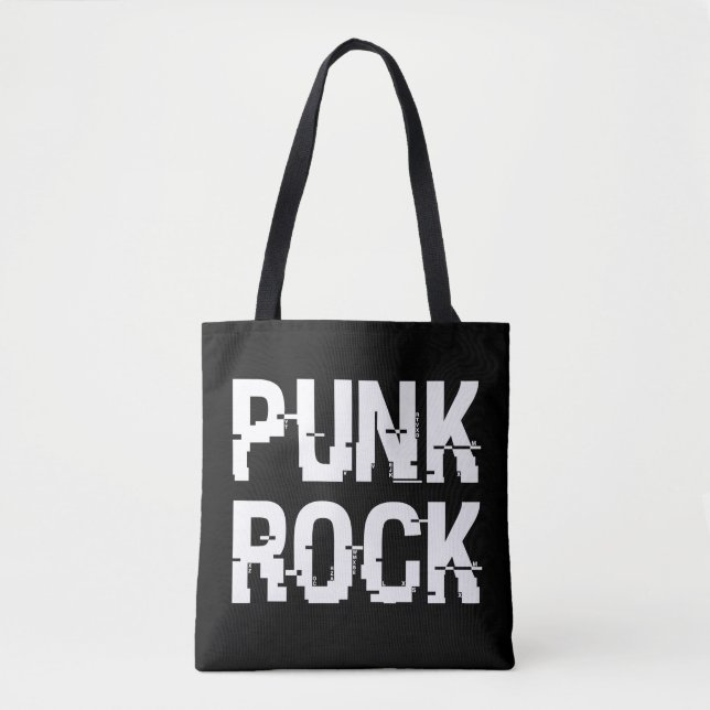 Punk Rock Distressed-Typografie Tasche (Vorderseite)