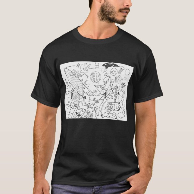 Punk Rock Doodle #19 Nautical Black T-Shirt (Vorderseite)