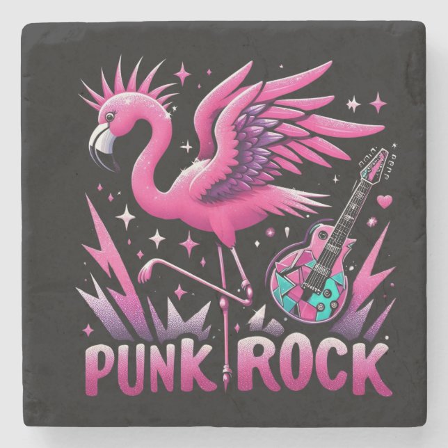 Punk Rock, Flamingo Rock Steinuntersetzer (Vorderseite)