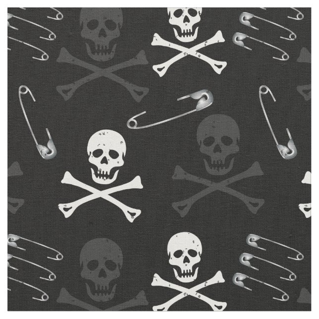 Punk Rock Goth Grunge Skulls Black Stoff (Nahaufnahme)