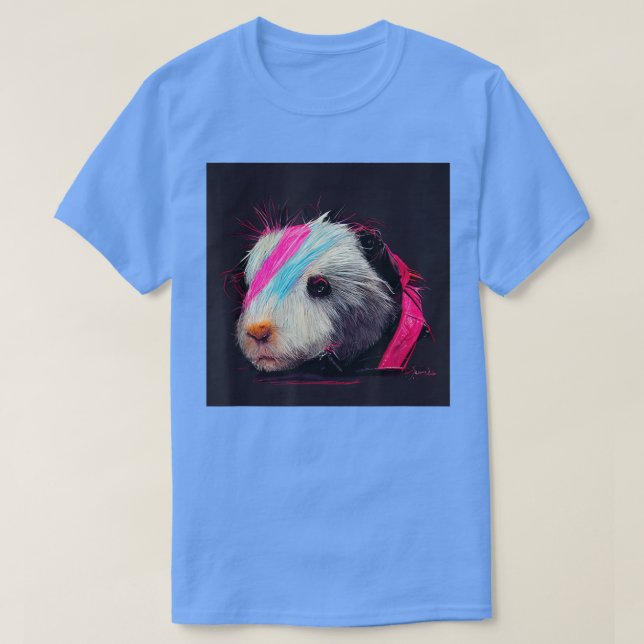 Punk Rock Guinea Schwein in einer Lederjacke86 T-Shirt (Design vorne)