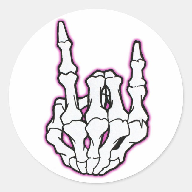 Punk Rock/Heavy Metal Skeleton Hörner Runder Aufkleber (Vorderseite)
