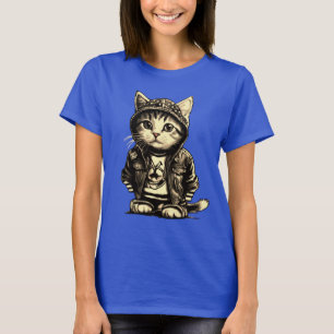 Punk Rock Kitten Niedlich Cat Design T-Shirt