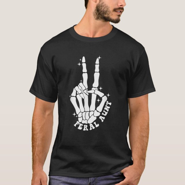 Punk Rock Mama Mother's Day Peace Skeleton Hand Fe T-Shirt (Vorderseite)