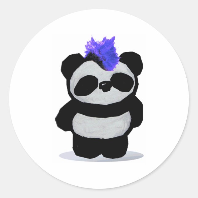 Punk Rock Panda Runder Aufkleber (Vorderseite)