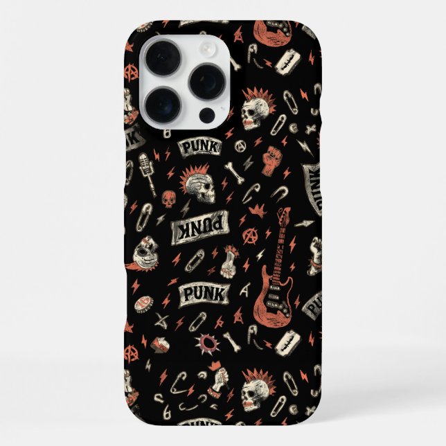 Punk Rock Pattern - Bold & Rebellious iPhone 16 Pro Max Hülle (Rückseite)