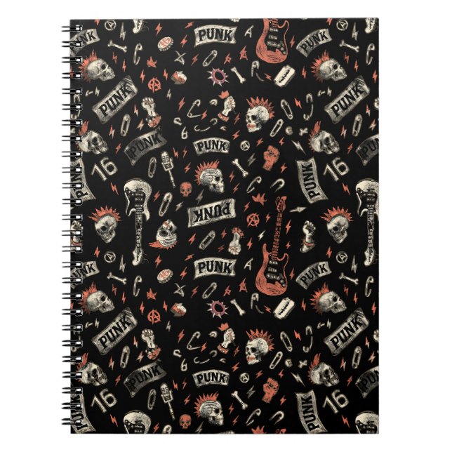 Punk Rock Pattern - Bold & Rebellious Notizblock (Vorderseite)