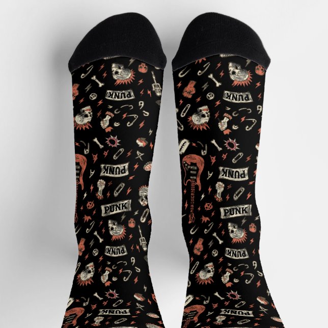 Punk Rock Pattern - Bold & Rebellious Socken (Oben)