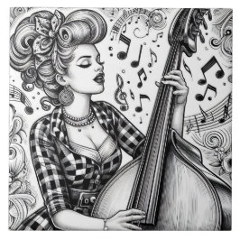 Punk Rock Rockabilly Retro Glam Schwarz & Weiß Fliese