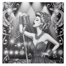 Punk Rock Rockabilly Retro Glam Schwarz & Weiß Fliese