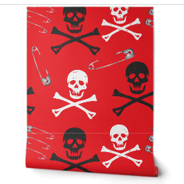 Punk Rock Safety Buttone and Skulls Goth Grunge Tapete