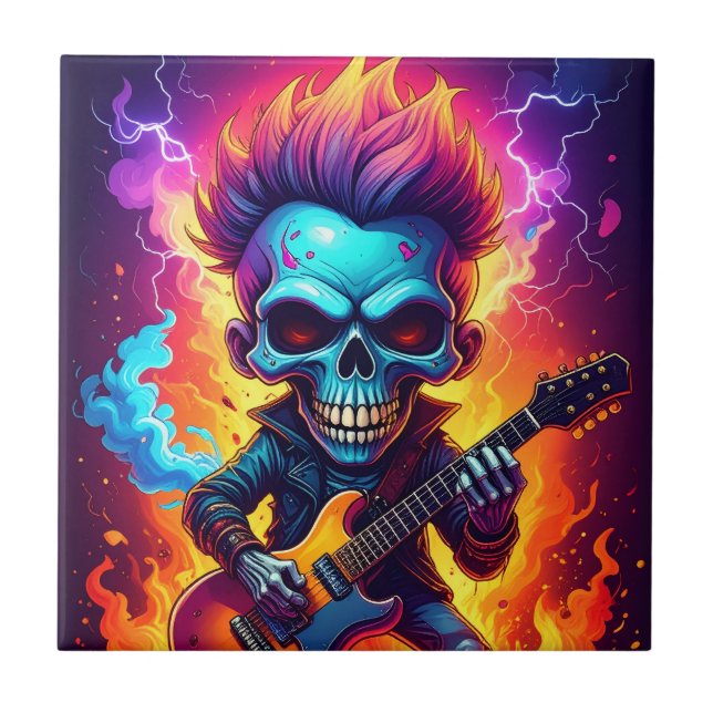 Punk Rock Schädel Fliese (Vorderseite)