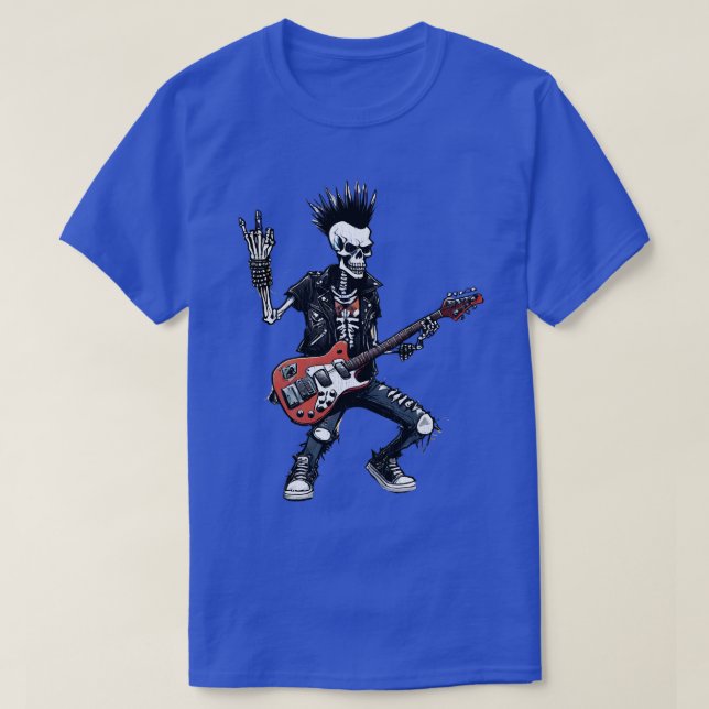 Punk Rock Skeleton Guitar Shredder T-Shirt (Design vorne)