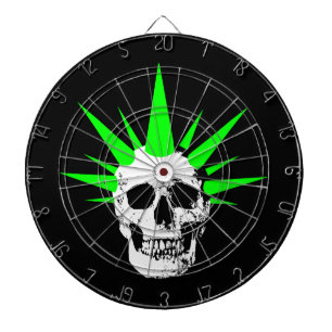 Punk Rock Skull mit Neon Green Spikey Hair Dartscheibe
