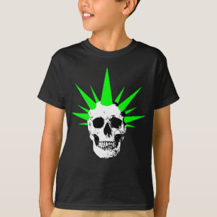 Punk Rock Skull mit Neon Green Spikey Hair T-Shirt