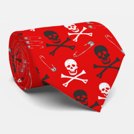 Punk Rock Skulls und Safety Buttons Muster Krawatte