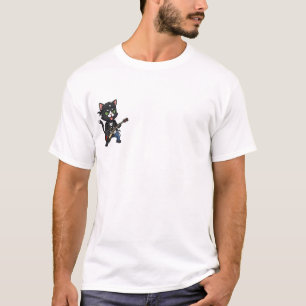 Punk-Rock-Smoking-Tuxedo-Katze-Gitarrist mit Stach T-Shirt