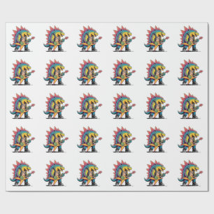 Punk Rock Stegosaurus Dinosaur Gitarre spielend Geschenkpapier