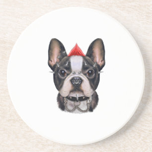 Punk Rock Style French Bulldog für Hund Lover Getränkeuntersetzer