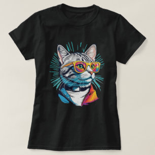 Punk Rock Tabby Katze Sonnenbrille Jacke T-Shirt