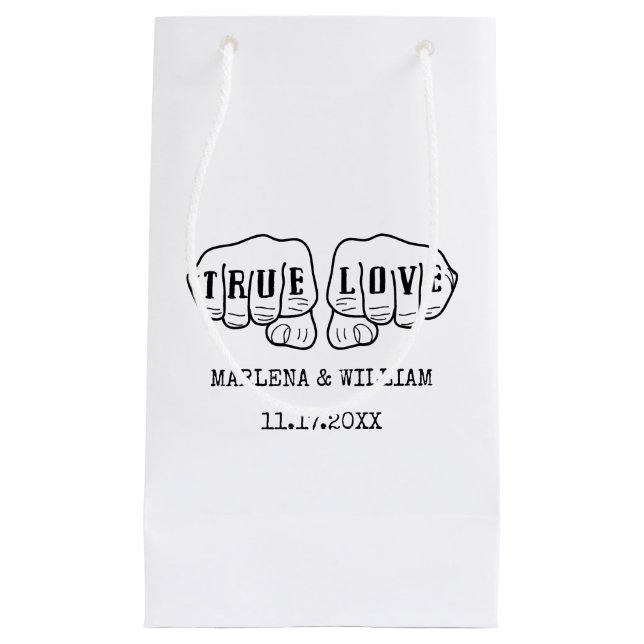 Punk Rock Tattoo Hands Wahre Liebe Minimalistisch Kleine Geschenktüte (Vorderseite)