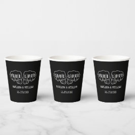 Punk Rock Tattoo Hands Wahre Liebe Minimalistische Pappbecher