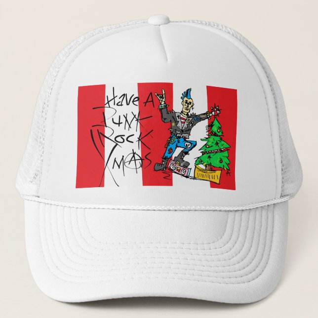 Punk Rock Xmas Trucker Hat Truckerkappe (Vorderseite)