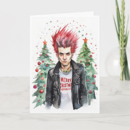 punk rocker christmas card karte