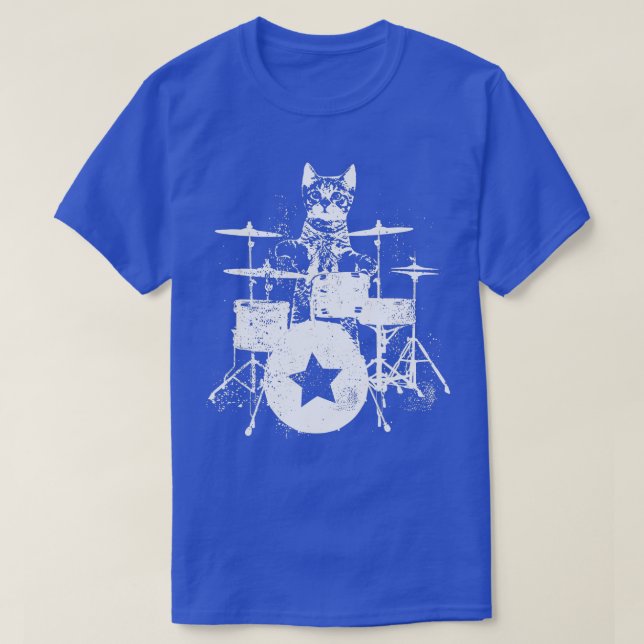 Punk Rockstar Kitten Kitty Cat Drummer SpielDru T-Shirt (Design vorne)