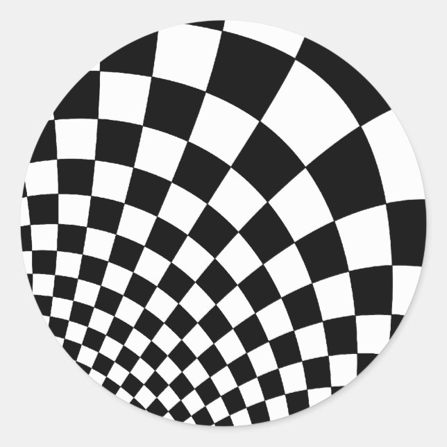 Punk-Rücken-Schachbrett in Schwarzweiß Runder Aufkleber (Vorderseite)