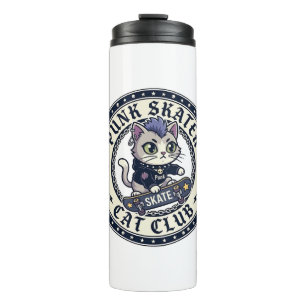 Punk Skater Katze Lustiges Katzenliebhaber-Design Thermosbecher