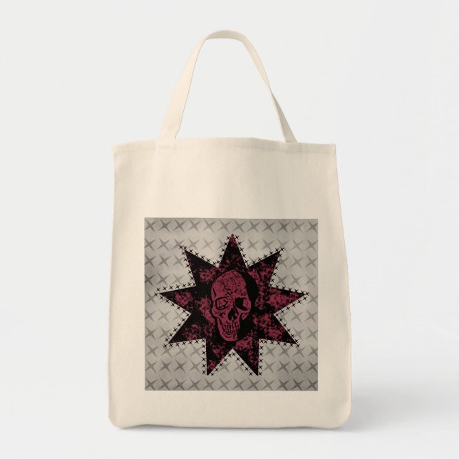 Punk Skull Bag (Dunkelrosa) Tragetasche (Vorne)