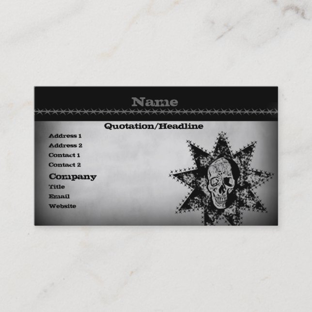Punk Skull Business Card, grau Visitenkarte (Vorderseite)