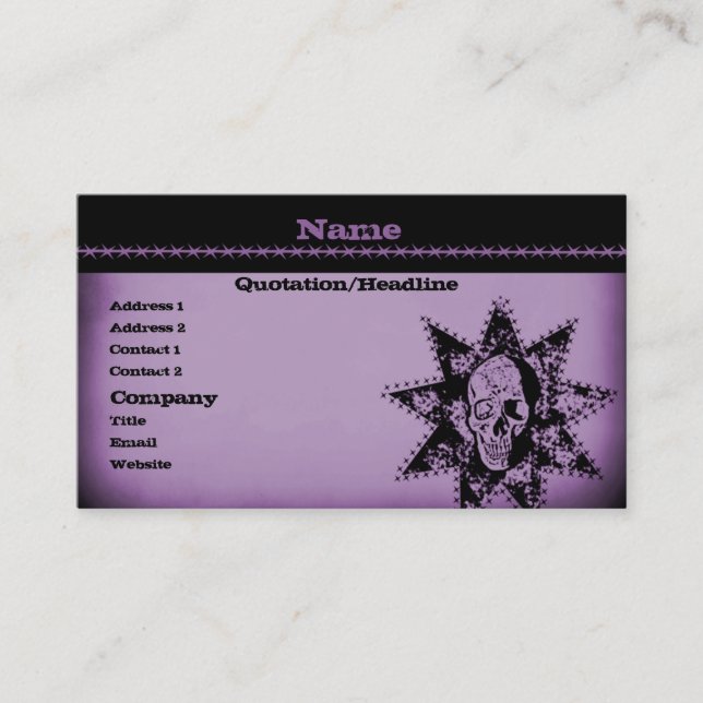 Punk Skull Business Card, Lila Visitenkarte (Vorderseite)