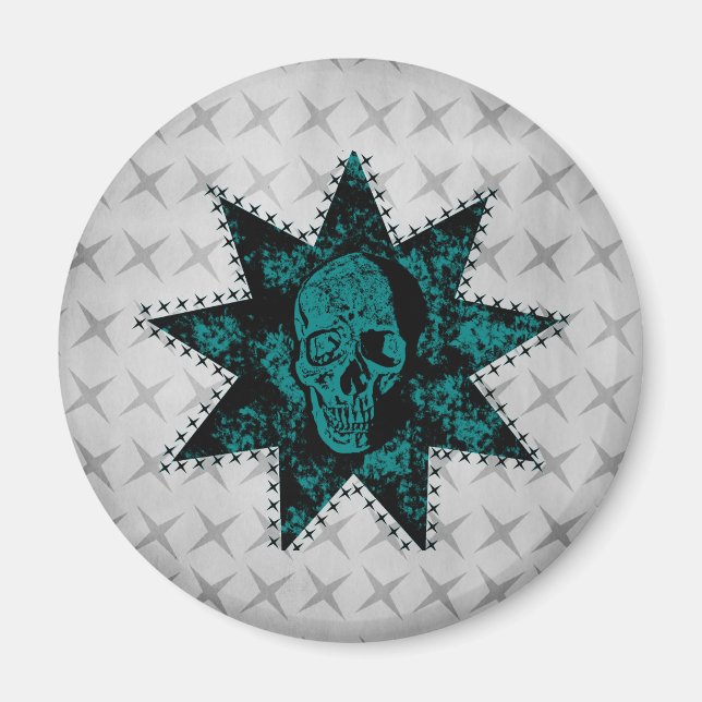 Punk Skull Magnet (Aquamarin) (Vorne)