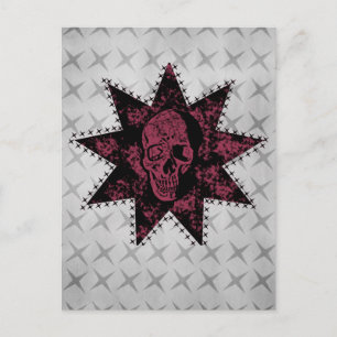 Punk Skull Postcard (Dunkelrosa) Postkarte