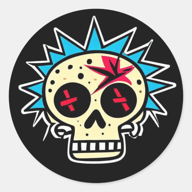 'PUNK SKULL' RUNDER AUFKLEBER (Vorderseite)