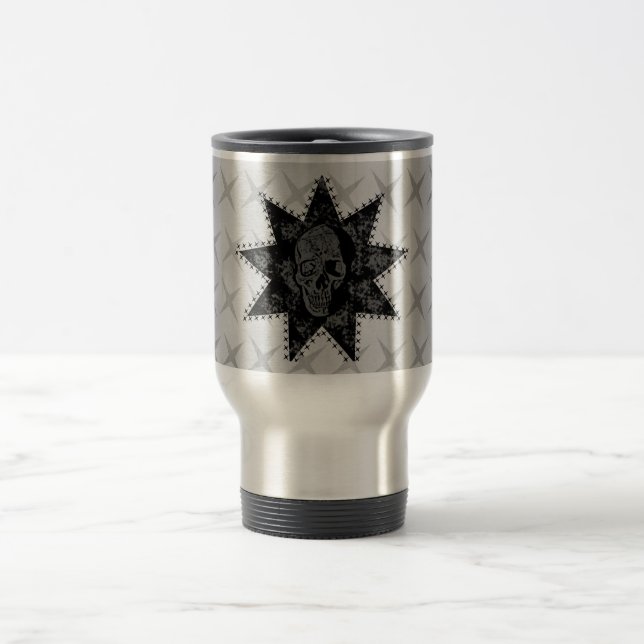 Punk Skull-Tasse (grau) Reisebecher (Mittel)