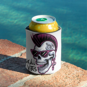 Punk Skull Vibes. Cooler Schädel mit Sonnenbrille  Dosenkühler