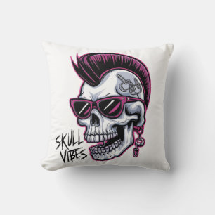 Punk Skull Vibes. Cooler Schädel mit Sonnenbrille Kissen
