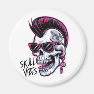 Punk Skull Vibes. Cooler Schädel mit Sonnenbrille Magnet