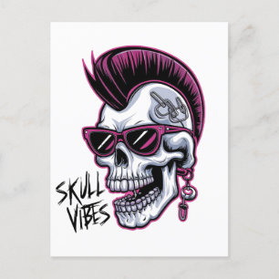 Punk Skull Vibes. Cooler Schädel mit Sonnenbrille Postkarte