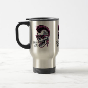 Punk Skull Vibes. Cooler Schädel mit Sonnenbrille  Reisebecher
