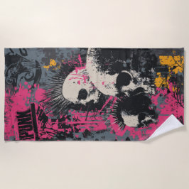 Punk-Totenkopf-Graffiti-Kunst – Urbane Rebellen-Ge Strandtuch